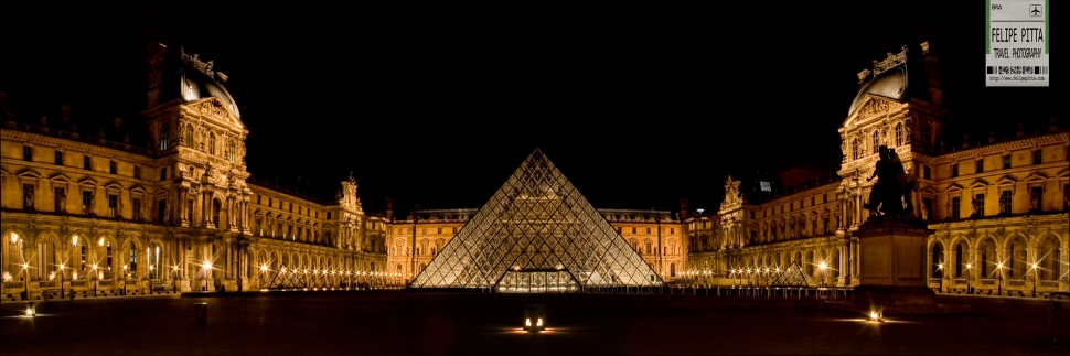 Louvre Museum Glass Pyramid Paris France Pan