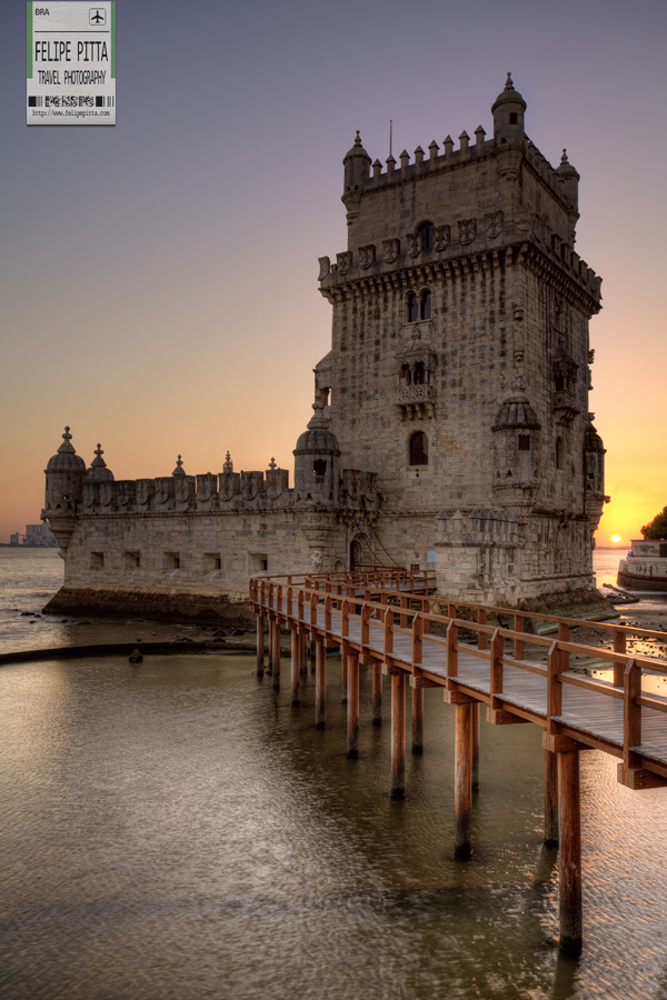 Sunset Belem Tower Lisbon Portugal